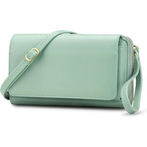 Women’s 10-light Green Leather Imported Zipper Purses Crossbody Bag